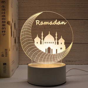 2023 EID Mubarak LED Light Table Ornaments 3D Acrylic Night Lamp Muslim Ramadan Party Eid Al Adha Ramadan Decoration for Home acacuss