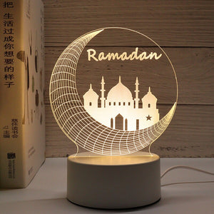 2023 EID Mubarak LED Light Table Ornaments 3D Acrylic Night Lamp Muslim Ramadan Party Eid Al Adha Ramadan Decoration for Home acacuss