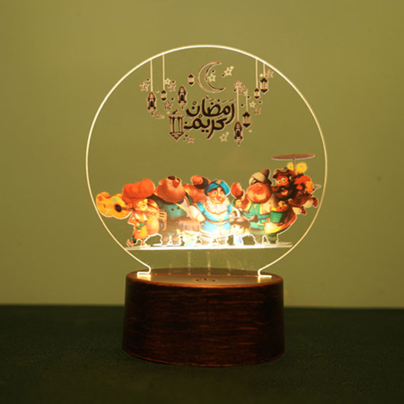 2023 EID Mubarak LED Light Table Ornaments 3D Acrylic Night Lamp Muslim Ramadan Party Eid Al Adha Ramadan Decoration for Home acacuss