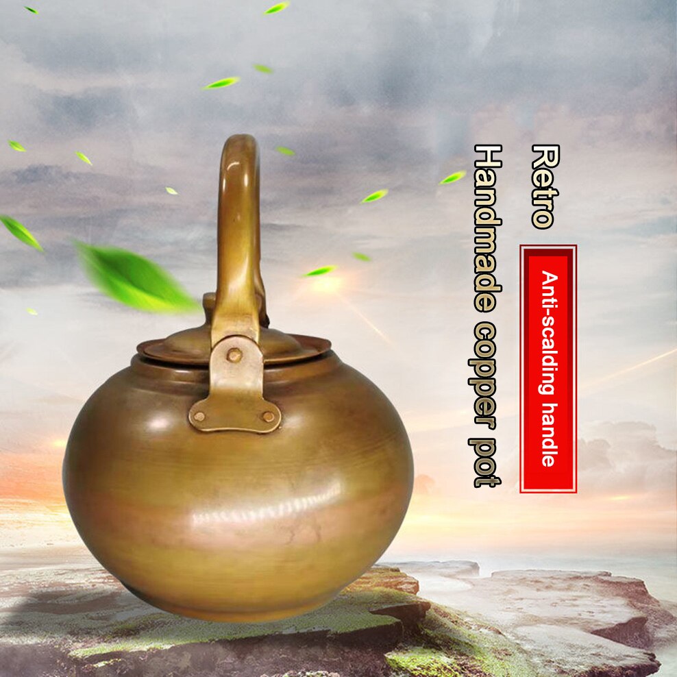 ENERGE SPRING 1.2L Pure Copper Kettle Old Fashioned Long Mouth Brass Tea Pot With Filter Household Small Boiling Water Kettle acacuss
