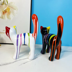 ERMAKOVA 2023 New Graffiti Cat Figurine Sculpture Desk Storage Statue Interior New RoomAbstract Art Ornament Holiday Decoration acacuss