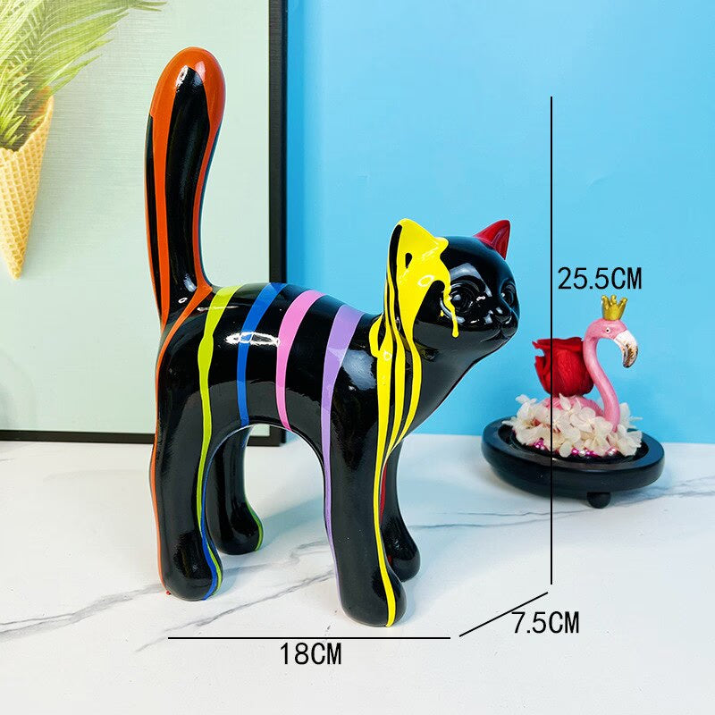 ERMAKOVA 2023 New Graffiti Cat Figurine Sculpture Desk Storage Statue Interior New RoomAbstract Art Ornament Holiday Decoration acacuss