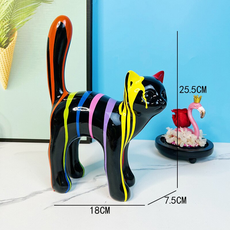 ERMAKOVA 2023 New Graffiti Cat Figurine Sculpture Desk Storage Statue Interior New RoomAbstract Art Ornament Holiday Decoration acacuss