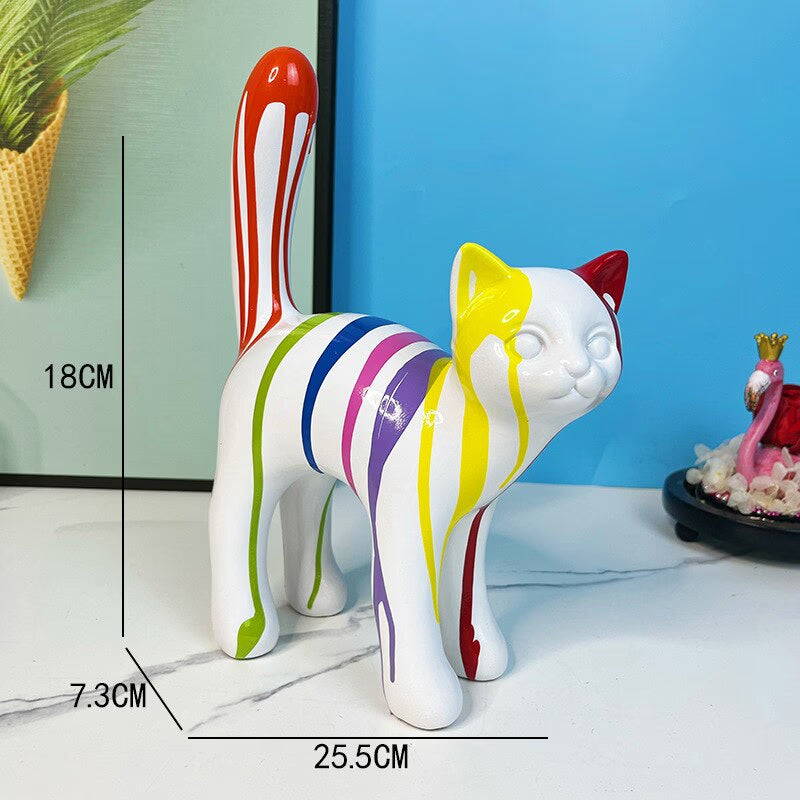 ERMAKOVA 2023 New Graffiti Cat Figurine Sculpture Desk Storage Statue Interior New RoomAbstract Art Ornament Holiday Decoration acacuss