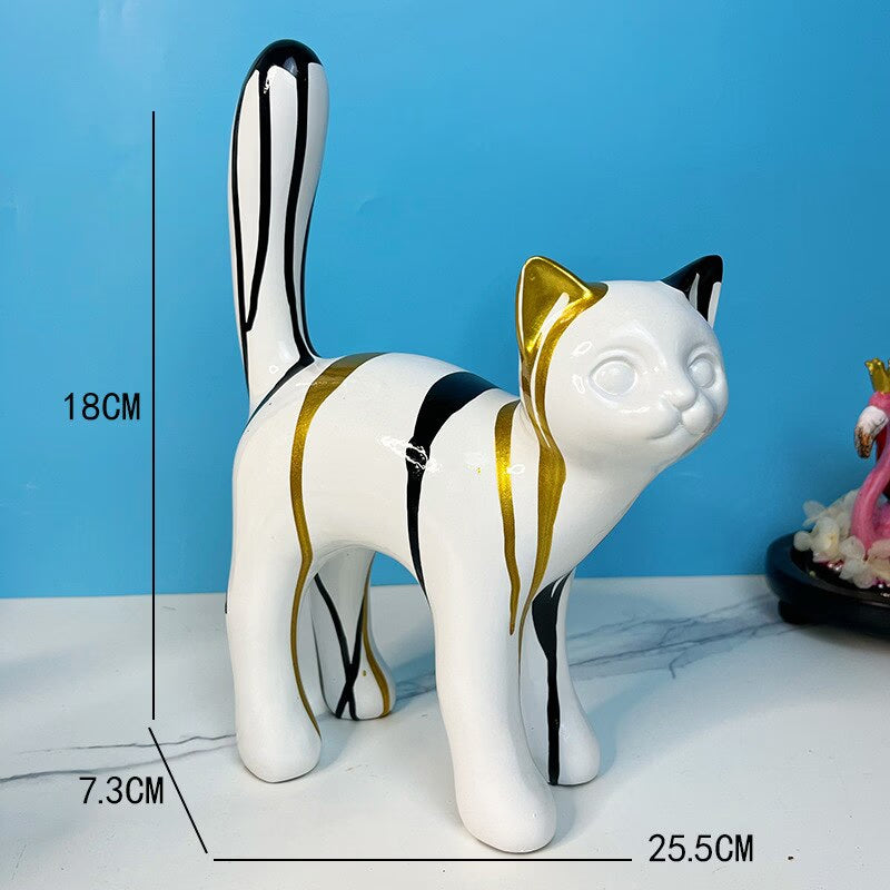 ERMAKOVA 2023 New Graffiti Cat Figurine Sculpture Desk Storage Statue Interior New RoomAbstract Art Ornament Holiday Decoration acacuss