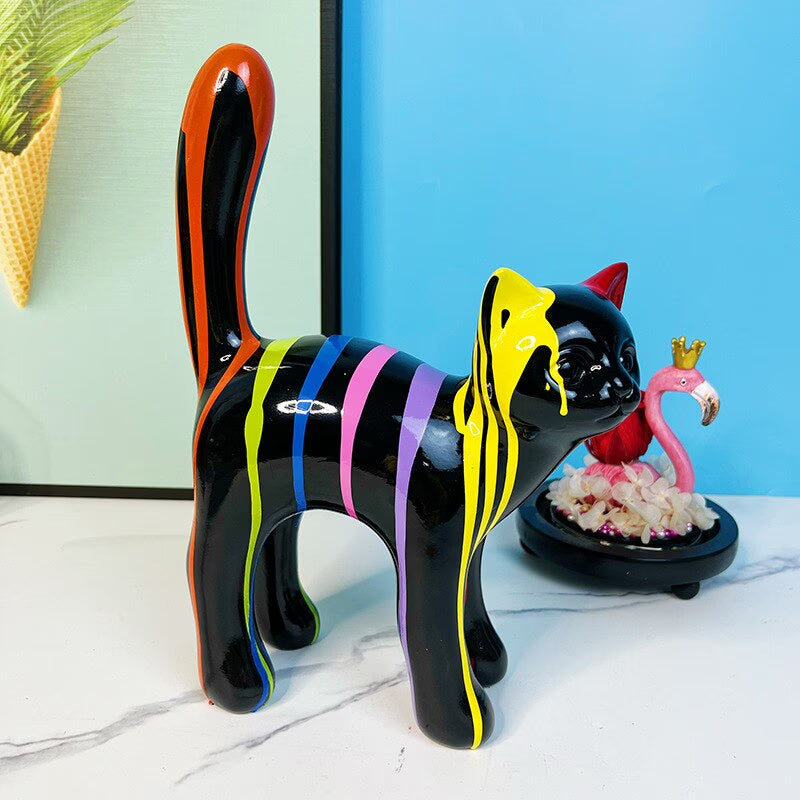 ERMAKOVA 2023 New Graffiti Cat Figurine Sculpture Desk Storage Statue Interior New RoomAbstract Art Ornament Holiday Decoration acacuss