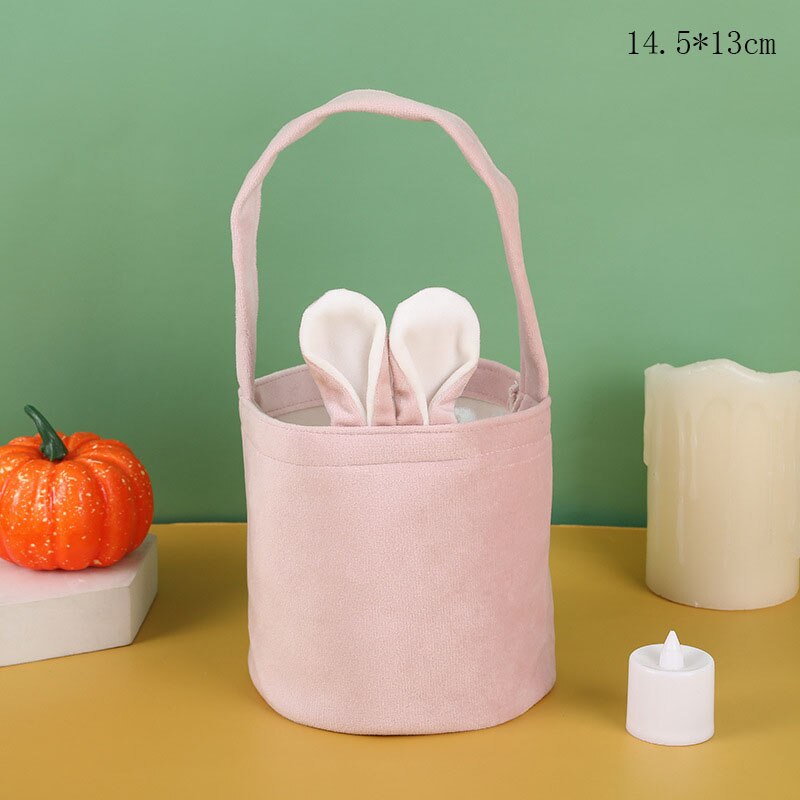 2023 Easter Day Decoration Cartoon Bunny Ears Basket Candy Bag Gifts For Kids Tote Cloth Bag Happy Easter Birthday Party Bags acacuss