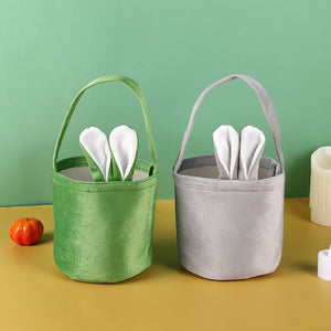 2023 Easter Day Decoration Cartoon Bunny Ears Basket Candy Bag Gifts For Kids Tote Cloth Bag Happy Easter Birthday Party Bags acacuss