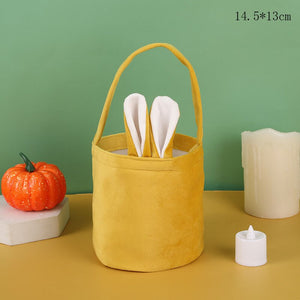 2023 Easter Day Decoration Cartoon Bunny Ears Basket Candy Bag Gifts For Kids Tote Cloth Bag Happy Easter Birthday Party Bags acacuss