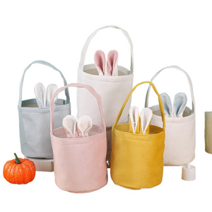 2023 Easter Day Decoration Cartoon Bunny Ears Basket Candy Bag Gifts For Kids Tote Cloth Bag Happy Easter Birthday Party Bags acacuss