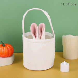2023 Easter Day Decoration Cartoon Bunny Ears Basket Candy Bag Gifts For Kids Tote Cloth Bag Happy Easter Birthday Party Bags acacuss