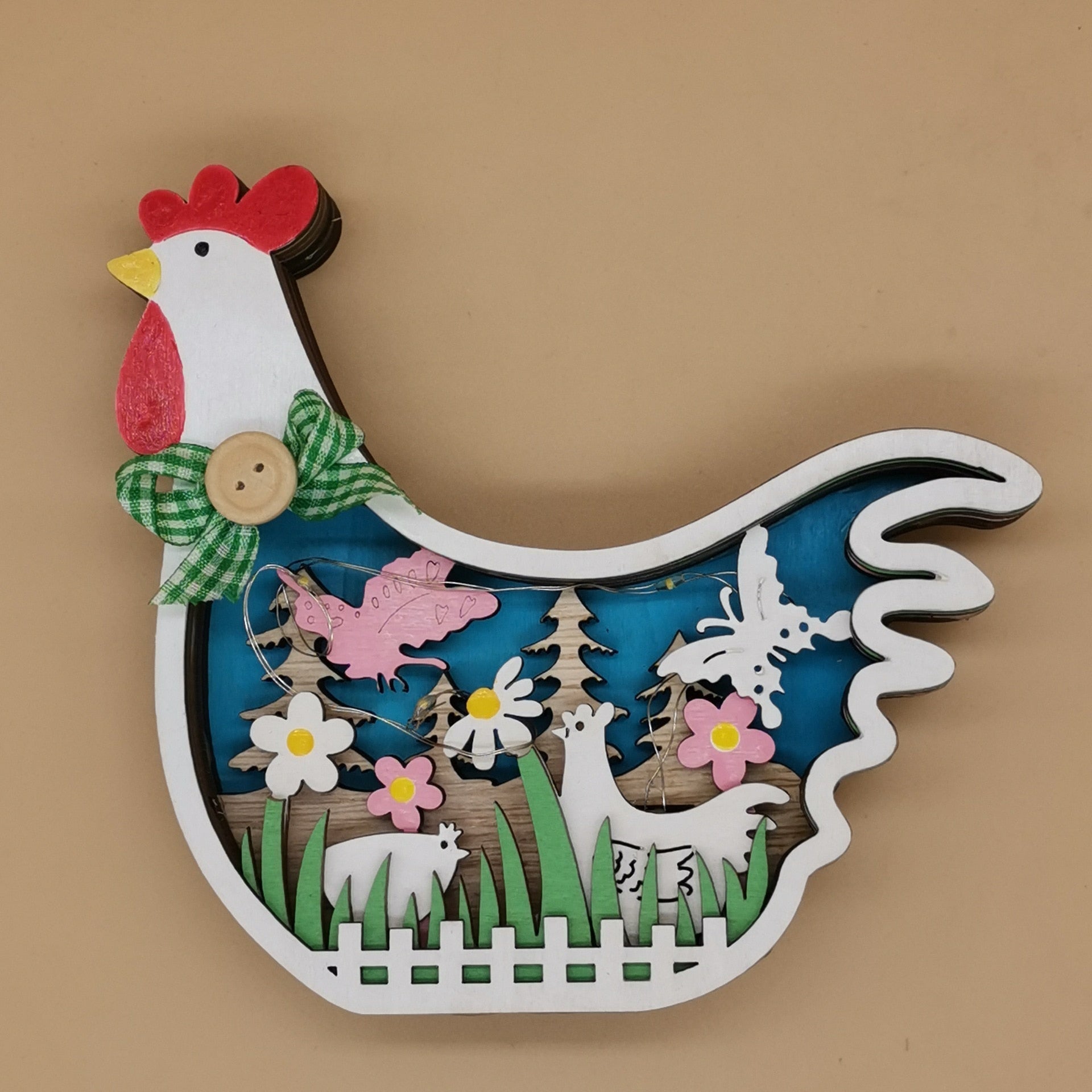 2023 New Easter Decoration for Home Wooden Easter Hen LED Light Easter Craft Easter Ornament Decor Easter Hen Decor Lamp acacuss