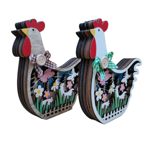 2023 New Easter Decoration for Home Wooden Easter Hen LED Light Easter Craft Easter Ornament Decor Easter Hen Decor Lamp acacuss