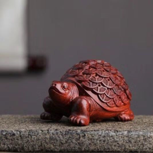 Ebony Carved Scarab Living Room Decoration Office Desktop Feng Shui Transfer Decoration Red Solid Wood Turtle Gift acacuss