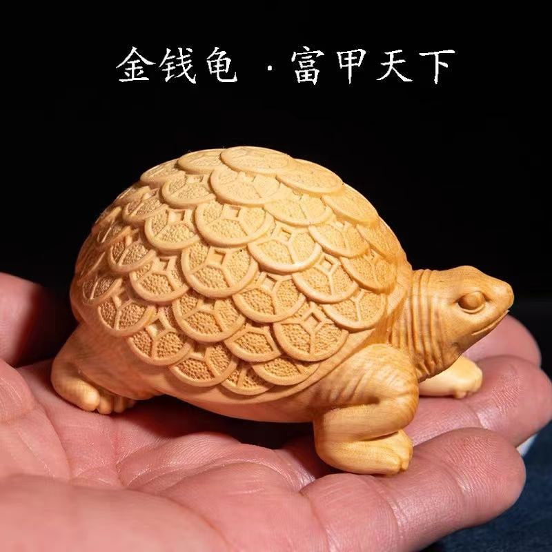 Ebony Carved Scarab Living Room Decoration Office Desktop Feng Shui Transfer Decoration Red Solid Wood Turtle Gift acacuss
