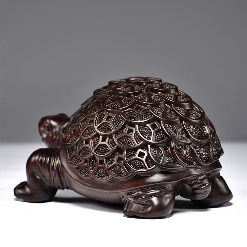 Ebony Carved Scarab Living Room Decoration Office Desktop Feng Shui Transfer Decoration Red Solid Wood Turtle Gift acacuss