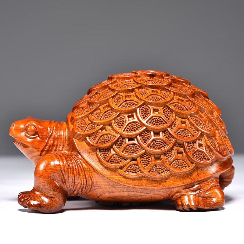 Ebony Carved Scarab Living Room Decoration Office Desktop Feng Shui Transfer Decoration Red Solid Wood Turtle Gift acacuss