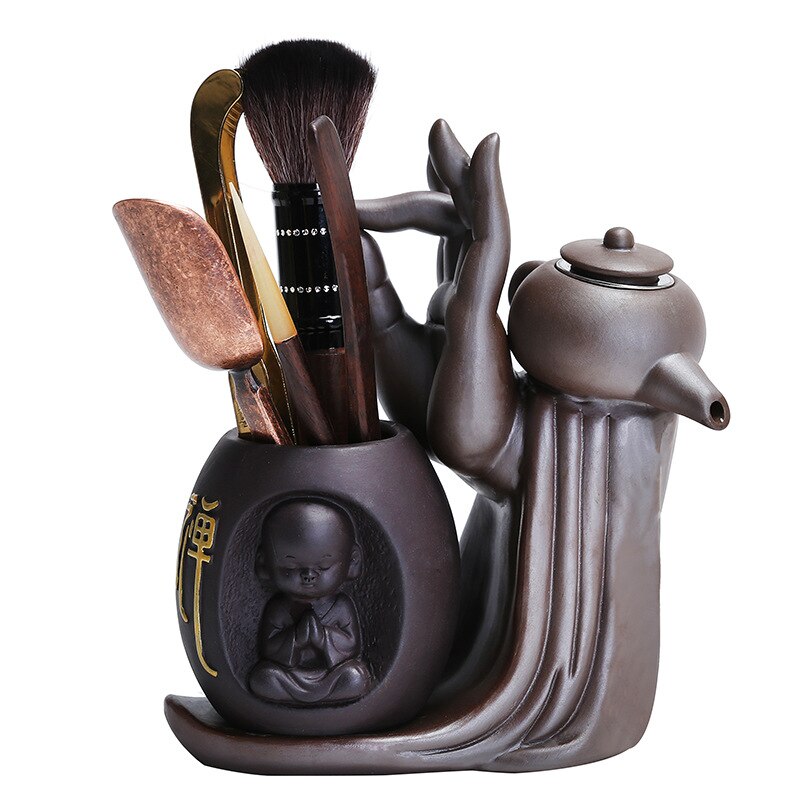 Ebony Tea Ceremony Accessories Six Gentlemen Set Purple Clay Tea Set Tea Drain Filter Little Monk Decoration acacuss