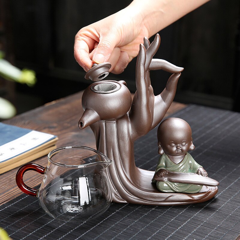 Ebony Tea Ceremony Accessories Six Gentlemen Set Purple Clay Tea Set Tea Drain Filter Little Monk Decoration acacuss