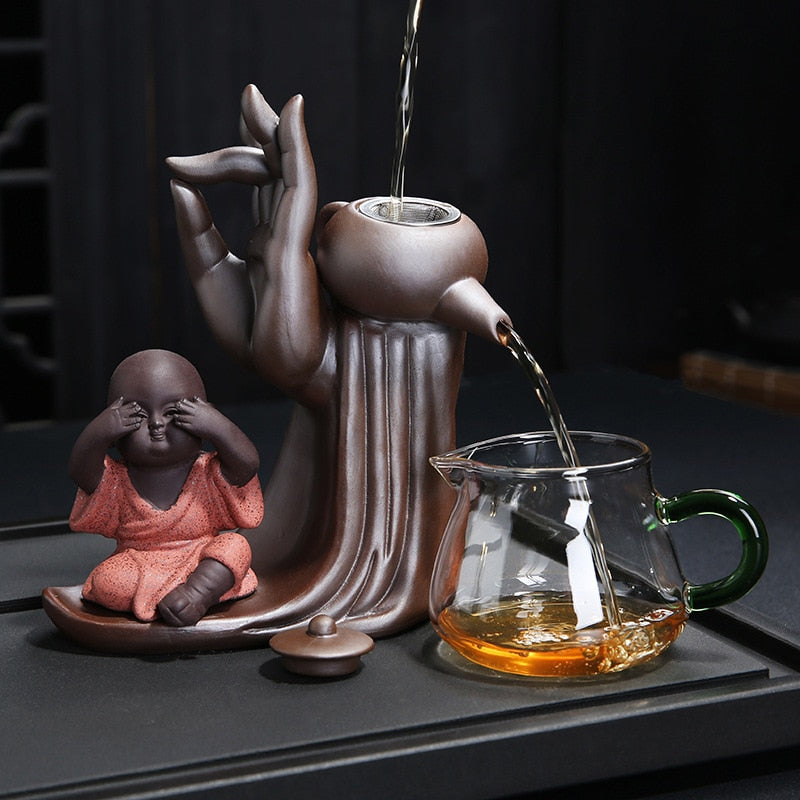 Ebony Tea Ceremony Accessories Six Gentlemen Set Purple Clay Tea Set Tea Drain Filter Little Monk Decoration acacuss