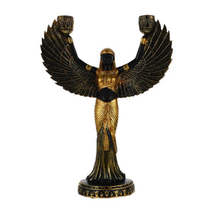 Egyptian Holder Statue Goddess Isis Figurine Sculpture Candlestick Holders Resin Decor Metal Home Winged Theme Pillar Ancient acacuss
