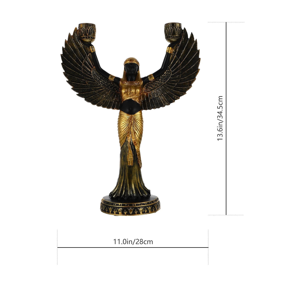 Egyptian Holder Statue Goddess Isis Figurine Sculpture Candlestick Holders Resin Decor Metal Home Winged Theme Pillar Ancient acacuss