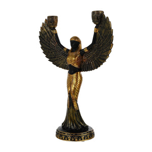 Egyptian Holder Statue Goddess Isis Figurine Sculpture Candlestick Holders Resin Decor Metal Home Winged Theme Pillar Ancient acacuss
