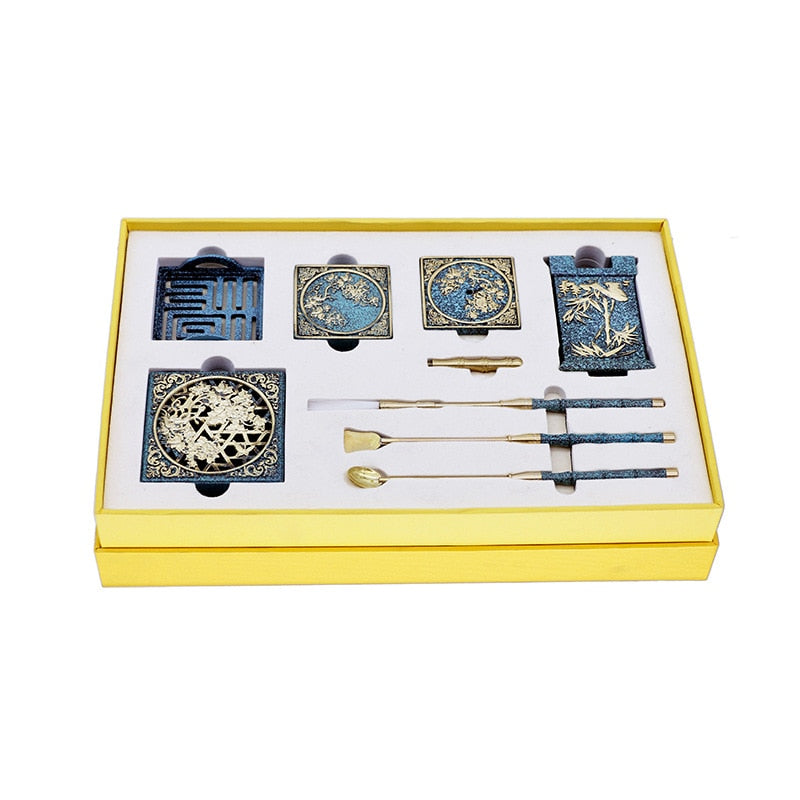 Eight Pieces of Incense Gift Box Set Incense Burner Ash Press Mold DIY Family Study Office Sealing Extension Incense Making Tool acacuss