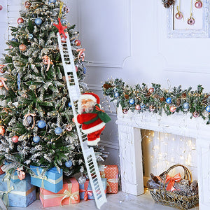 Electric Climbing Ladder Santa Claus Doll with Music Kids Gift Favors Merry Christmas Tree Decorations For Home Navidad Ornament acacuss