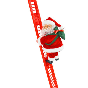 Electric Climbing Ladder Santa Claus Doll with Music Kids Gift Favors Merry Christmas Tree Decorations For Home Navidad Ornament acacuss
