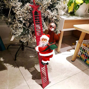 Electric Climbing Ladder Santa Claus Doll with Music Kids Gift Favors Merry Christmas Tree Decorations For Home Navidad Ornament acacuss