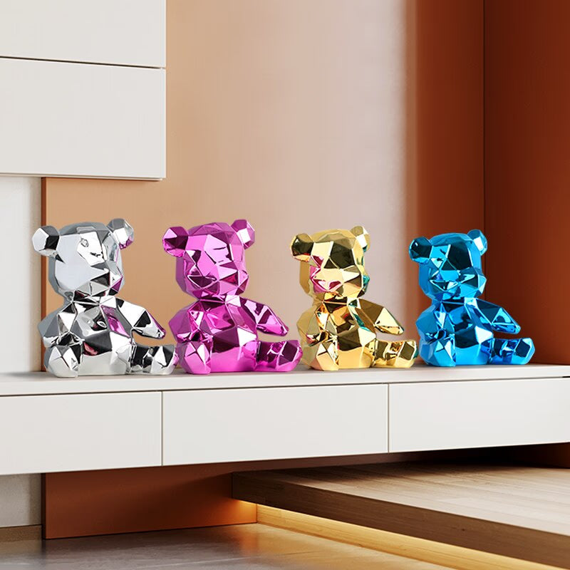 Electroplating Bear Statue Gift for Child Teddy Bear Sculpture Animal Ornament living Room Home Decoration Dog Figurine acacuss