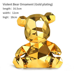 Electroplating Bear Statue Gift for Child Teddy Bear Sculpture Animal Ornament living Room Home Decoration Dog Figurine acacuss