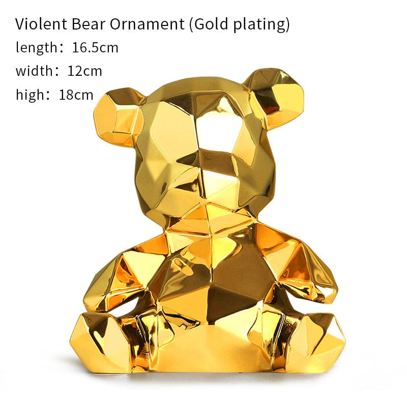 Electroplating Bear Statue Gift for Child Teddy Bear Sculpture Animal Ornament living Room Home Decoration Dog Figurine acacuss