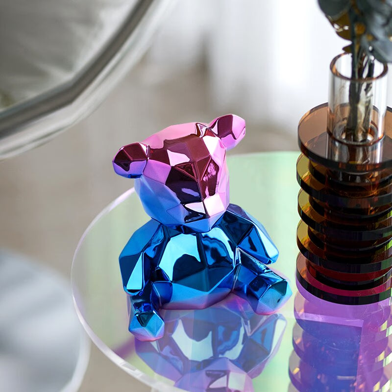 Electroplating Bear Statue Gift for Child Teddy Bear Sculpture Animal Ornament living Room Home Decoration Dog Figurine acacuss