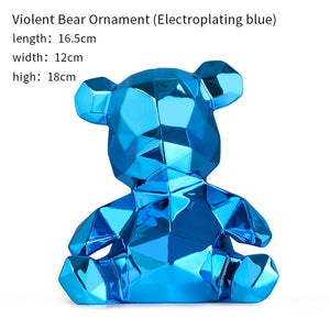Electroplating Bear Statue Gift for Child Teddy Bear Sculpture Animal Ornament living Room Home Decoration Dog Figurine acacuss