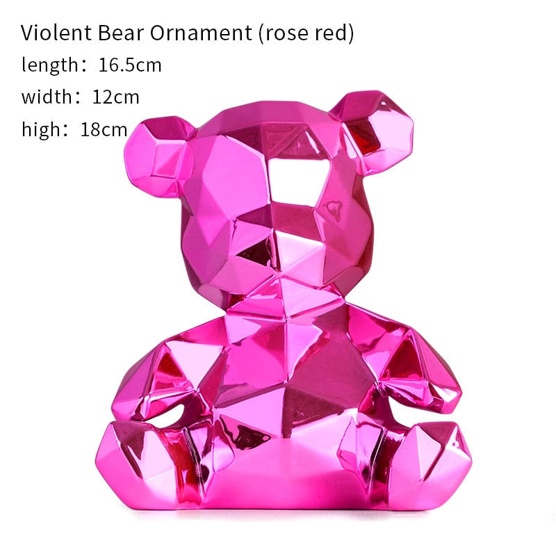 Electroplating Bear Statue Gift for Child Teddy Bear Sculpture Animal Ornament living Room Home Decoration Dog Figurine acacuss