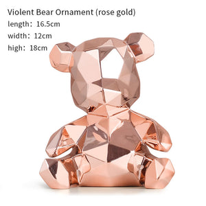 Electroplating Bear Statue Gift for Child Teddy Bear Sculpture Animal Ornament living Room Home Decoration Dog Figurine acacuss