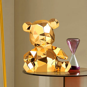 Electroplating Bear Statue Gift for Child Teddy Bear Sculpture Animal Ornament living Room Home Decoration Dog Figurine acacuss