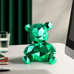 Electroplating Bear Statue Gift for Child Teddy Bear Sculpture Animal Ornament living Room Home Decoration Dog Figurine acacuss