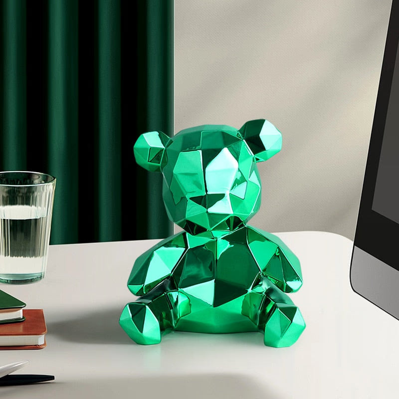 Electroplating Bear Statue Gift for Child Teddy Bear Sculpture Animal Ornament living Room Home Decoration Dog Figurine acacuss