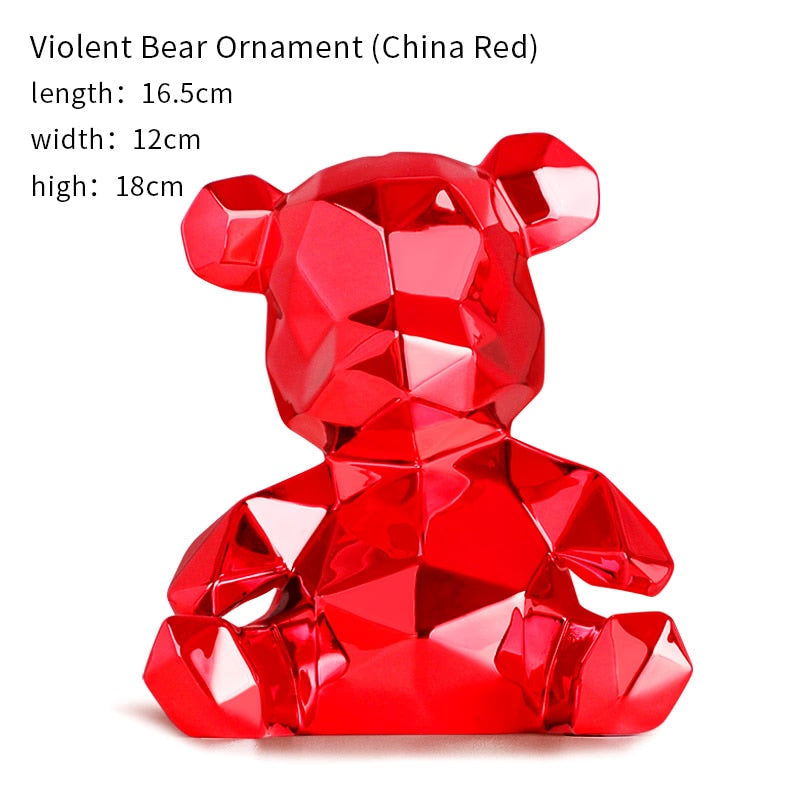 Electroplating Bear Statue Gift for Child Teddy Bear Sculpture Animal Ornament living Room Home Decoration Dog Figurine acacuss