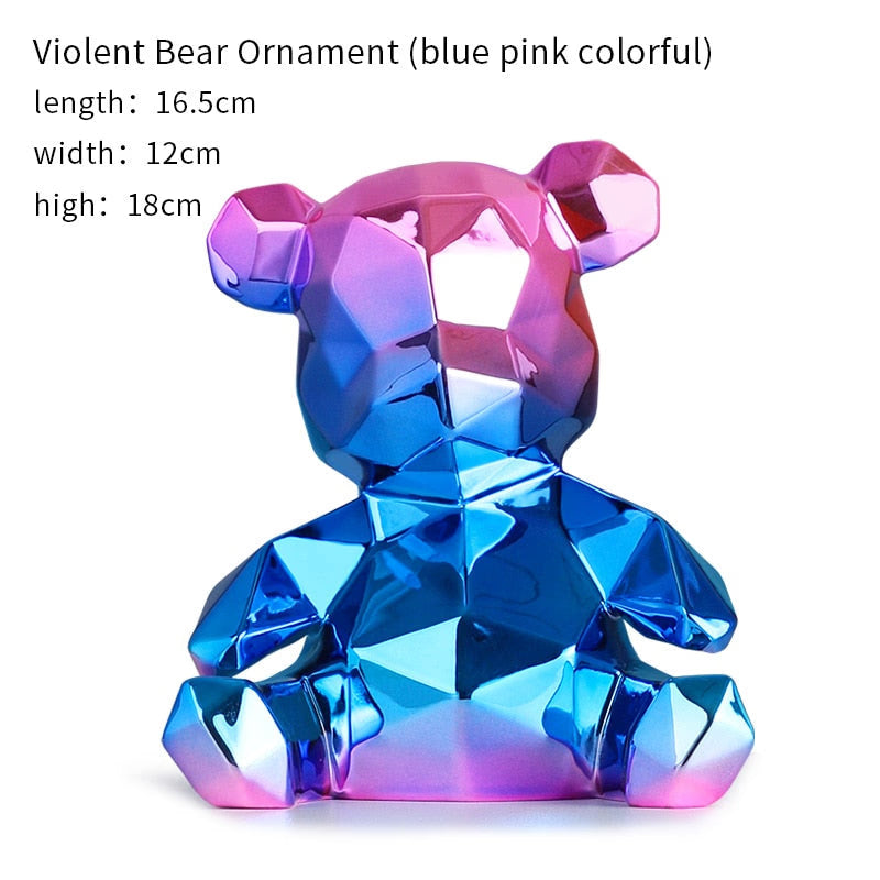 Electroplating Bear Statue Gift for Child Teddy Bear Sculpture Animal Ornament living Room Home Decoration Dog Figurine acacuss