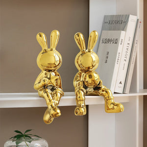 Electroplating Rabbit set of 2pcs Sculpture for Home Decor office desk Decoration Living Room Decor Animal Statue 2023 Rabbit acacuss