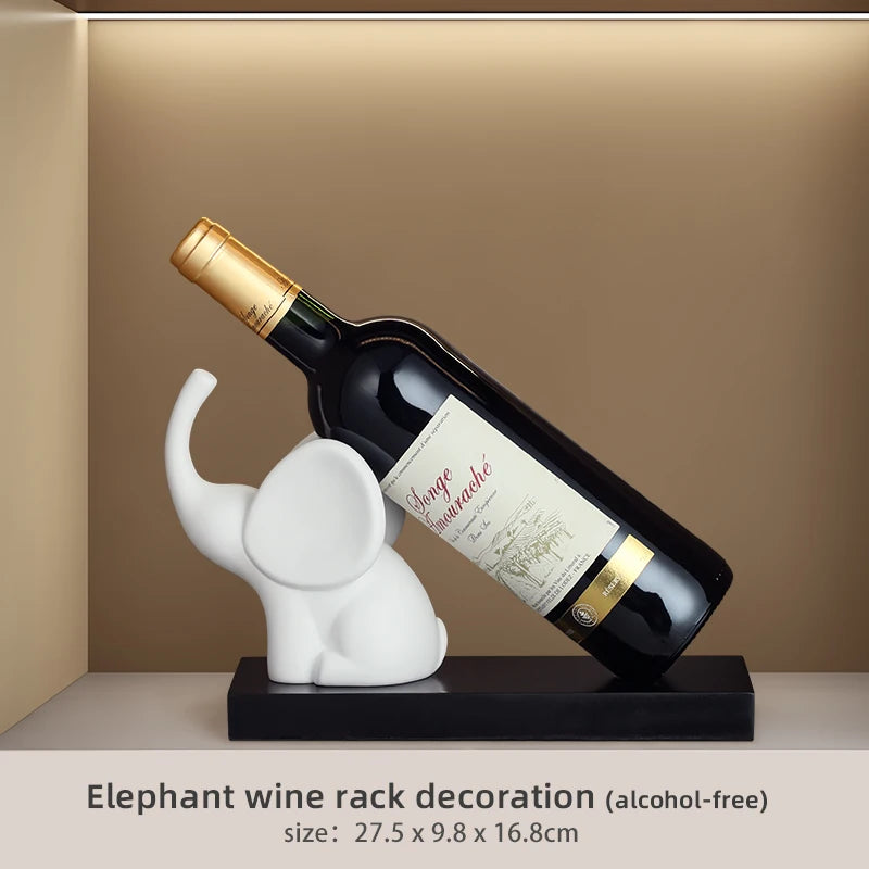 Elephant Statue withWine Rack Table Ornaments Animal Sculpture Wind Holder Home Decor Cute Elephant Figurine Resin Crafts Art acacuss