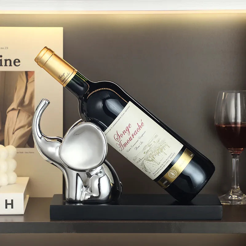 Elephant Statue withWine Rack Table Ornaments Animal Sculpture Wind Holder Home Decor Cute Elephant Figurine Resin Crafts Art acacuss