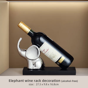 Elephant Statue withWine Rack Table Ornaments Animal Sculpture Wind Holder Home Decor Cute Elephant Figurine Resin Crafts Art acacuss