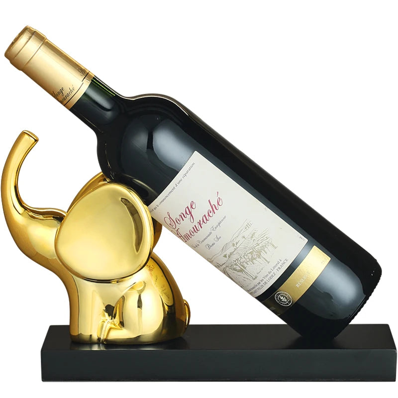 Elephant Statue withWine Rack Table Ornaments Animal Sculpture Wind Holder Home Decor Cute Elephant Figurine Resin Crafts Art acacuss