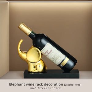 Elephant Statue withWine Rack Table Ornaments Animal Sculpture Wind Holder Home Decor Cute Elephant Figurine Resin Crafts Art acacuss
