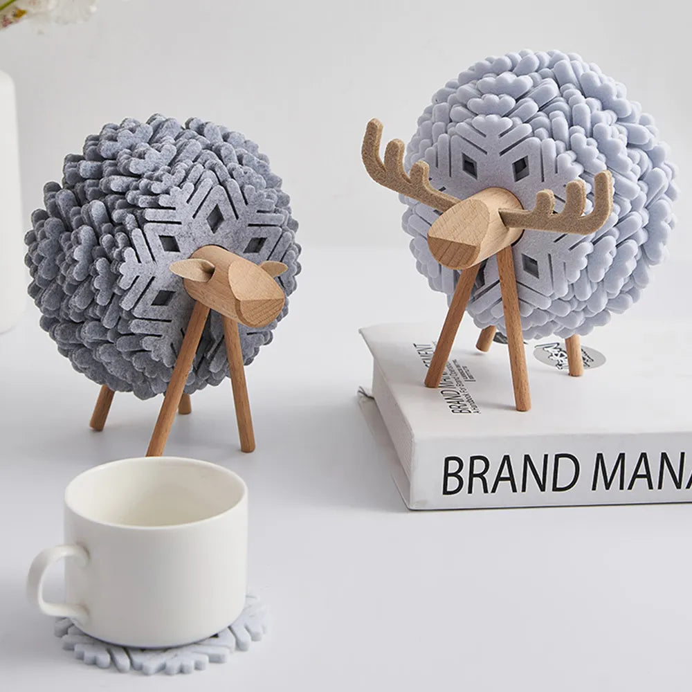 Elk Shape Drink Coasters Cup Pads Insulated Round Felt Cup Mats Creative Home Office Table Decor Art Crafts Gift 2023 New acacuss
